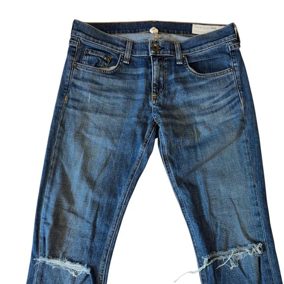 rag & bone JEAN Jeans Womens 26 Blue Skinny Distressed Ripped Knee - Picture 2 of 8